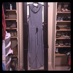 Black and white wrap skirt maxi dress