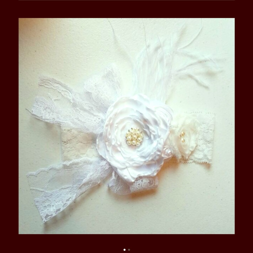 White Lace Flower Headband