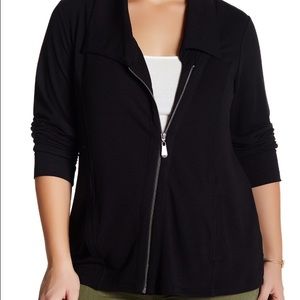 Black side zip tunic sweater.