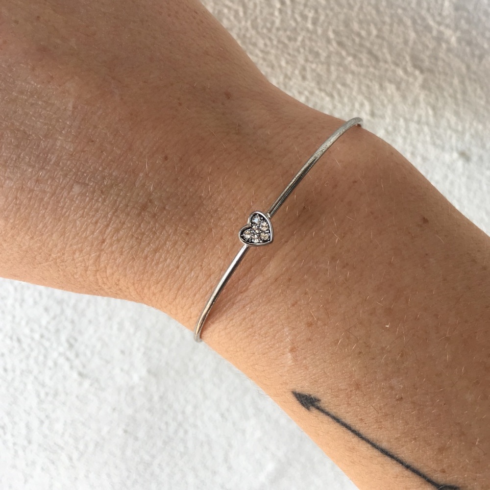 Dainty silver heart cuff