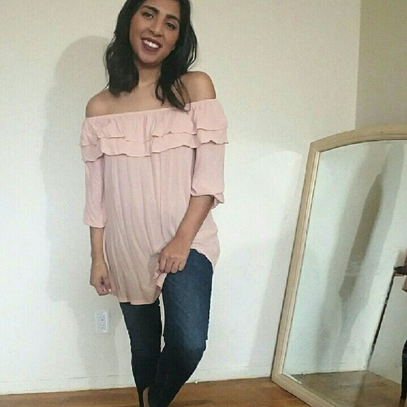 🍍FLASH SALE🍍BLUSH OFF SHOULDER TUNIC TOP - Picture 3 of 4