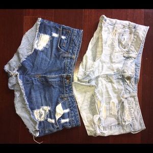 Denim distressed shorts