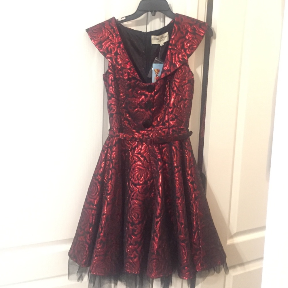 Bettie Page Red Glitter Party Dress
