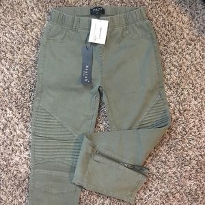 Green Moto Leggings