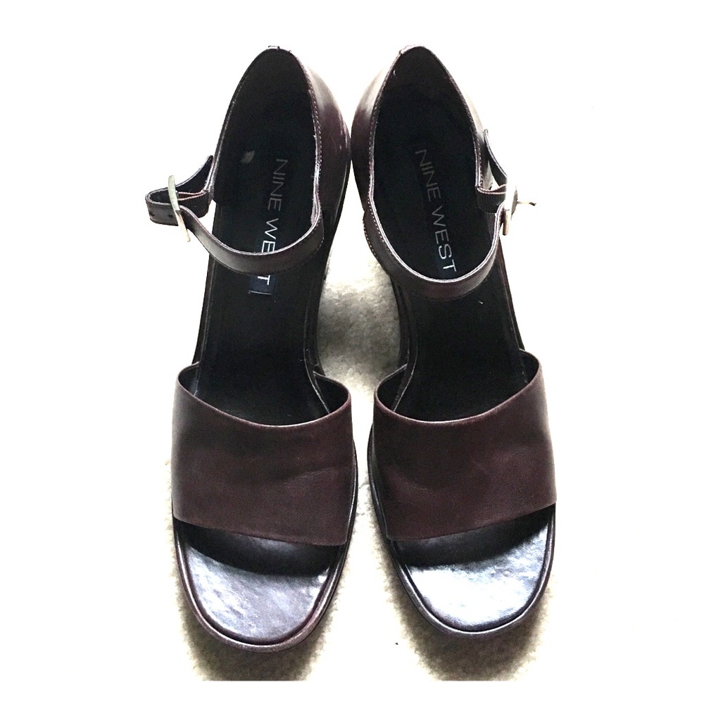 Leather Nine West Open Toe Heels