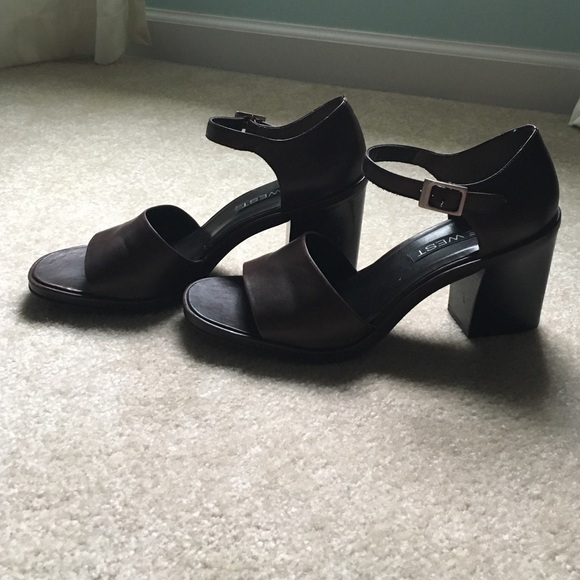 Leather Nine West Open Toe Heels - Picture 2 of 3