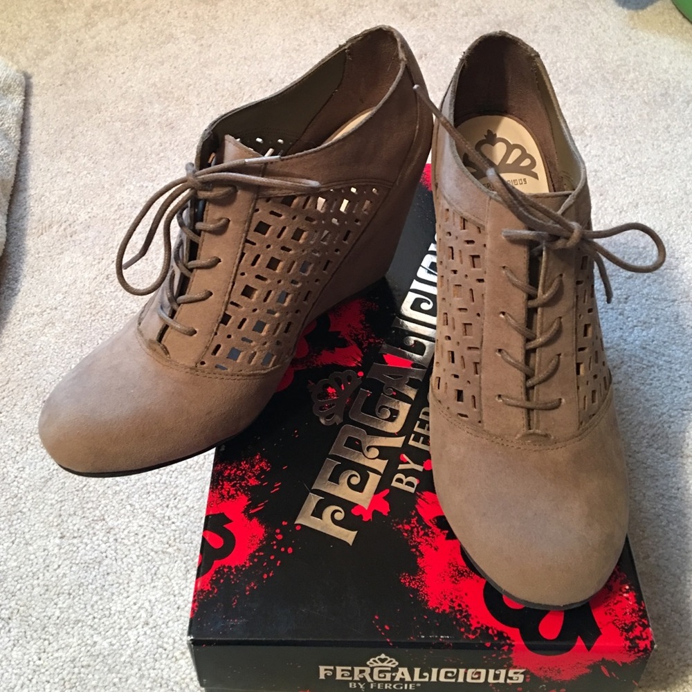 Fergalicious by Fergie Taupe Wedge Booties