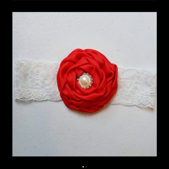 Red Flower Lace Headband - Picture 1 of 2