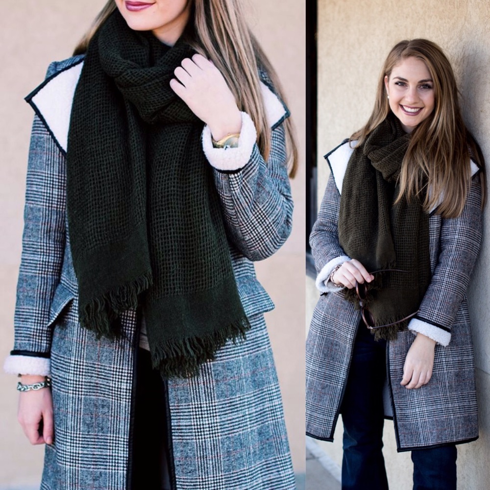 Plaid Shearling Tweed Coat