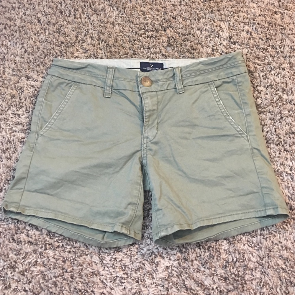 Green American Eagle Twill Shorts