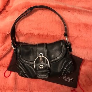 Coach Black Leather Hobo Style Handbag