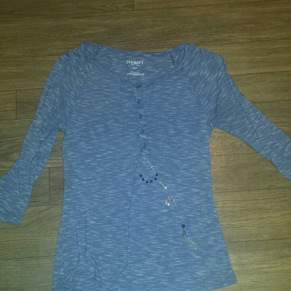 Blue heathered 3/4 sleeve top