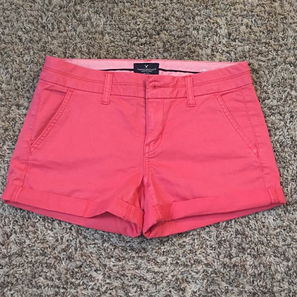 Coral American Eagle Twill Shorts
