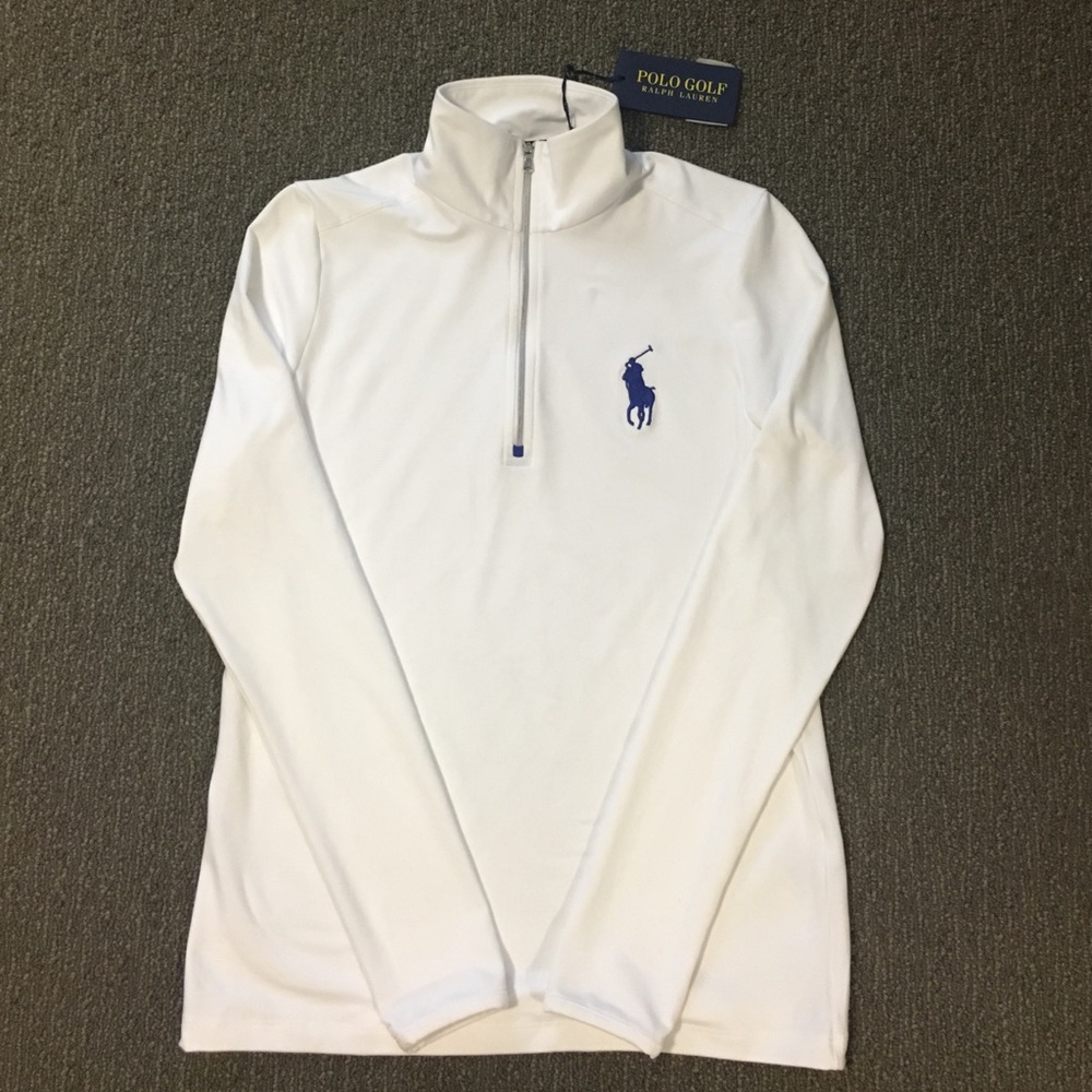 White Polo pullover with zipper