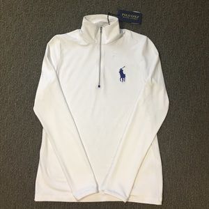 White Polo pullover with zipper