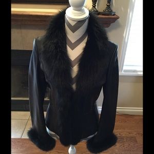 Cache Black leather jacket