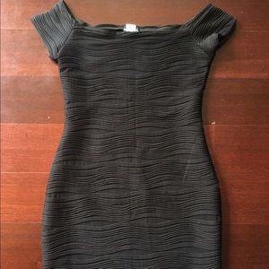 black off the shoulder mini dress