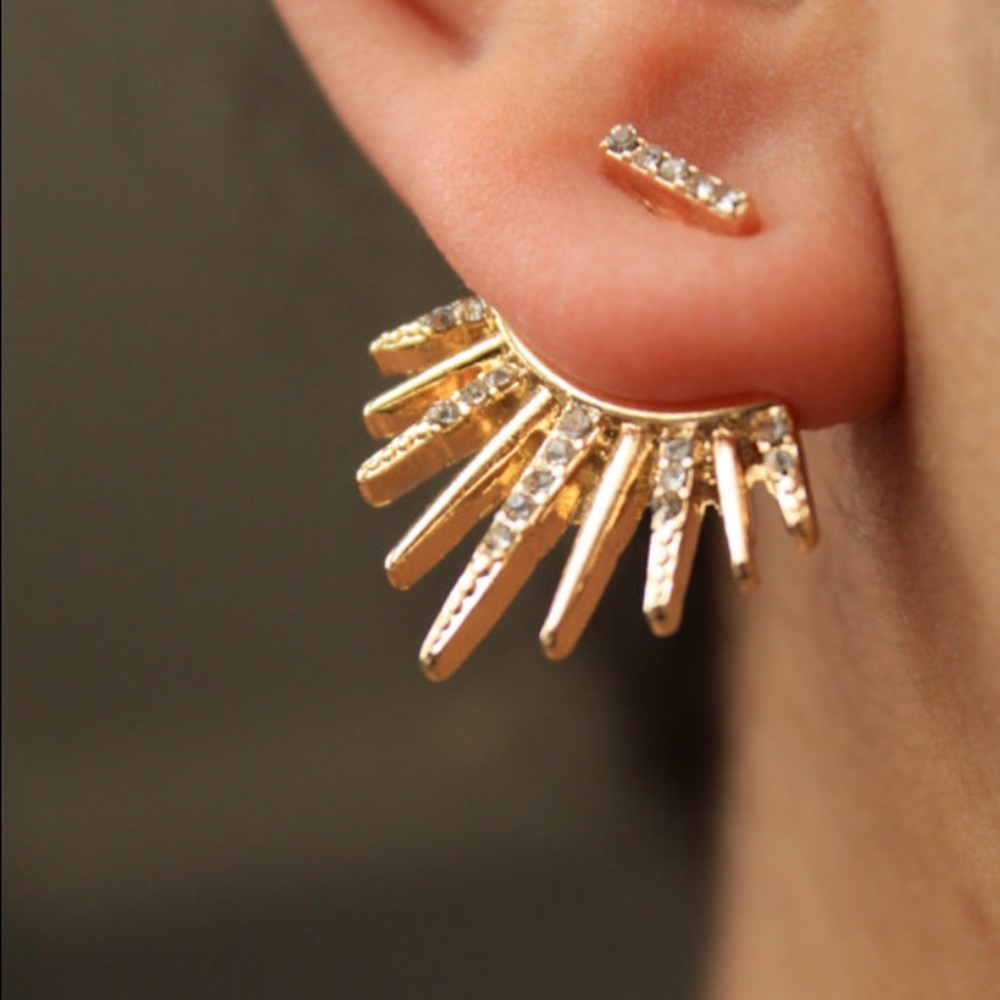 Gold Ear Jacket Earrings