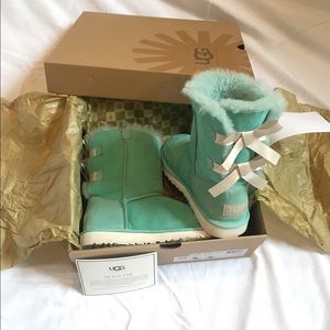 Tiffany blue colored Bailey bow UGGS