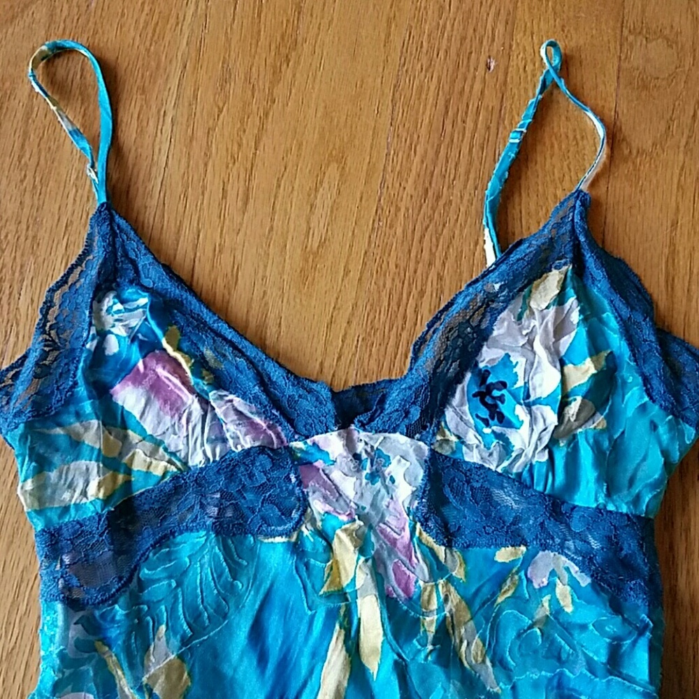 Floral silky and lace top