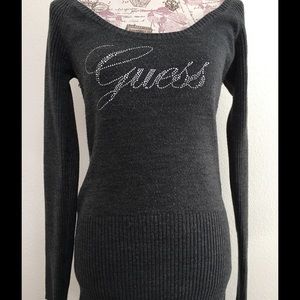 Guess Grey Long Sleeved Knit Top