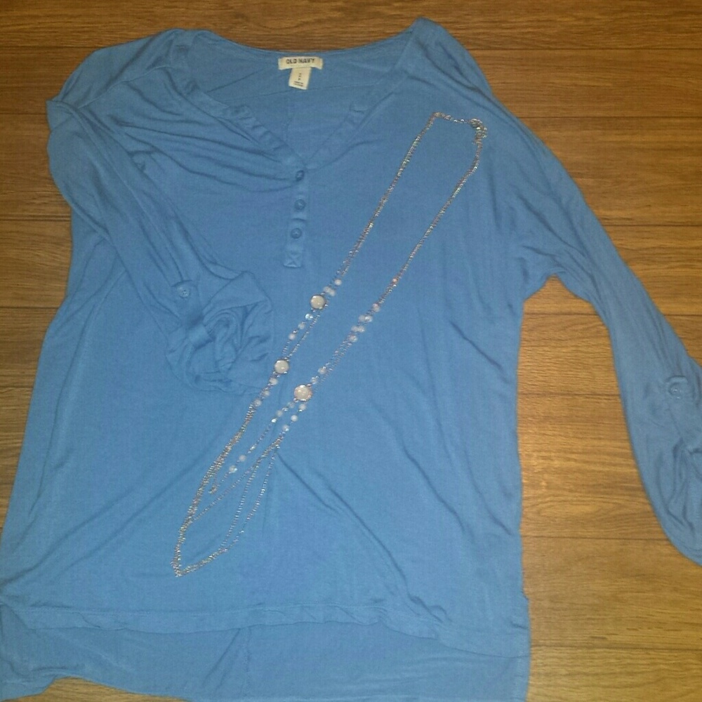 Blue top with cute button sleeves
