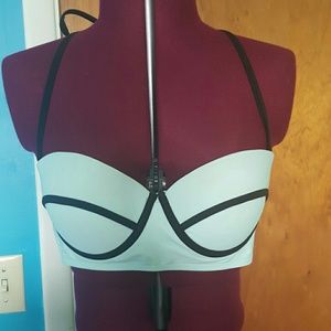 Mint and black bikini top