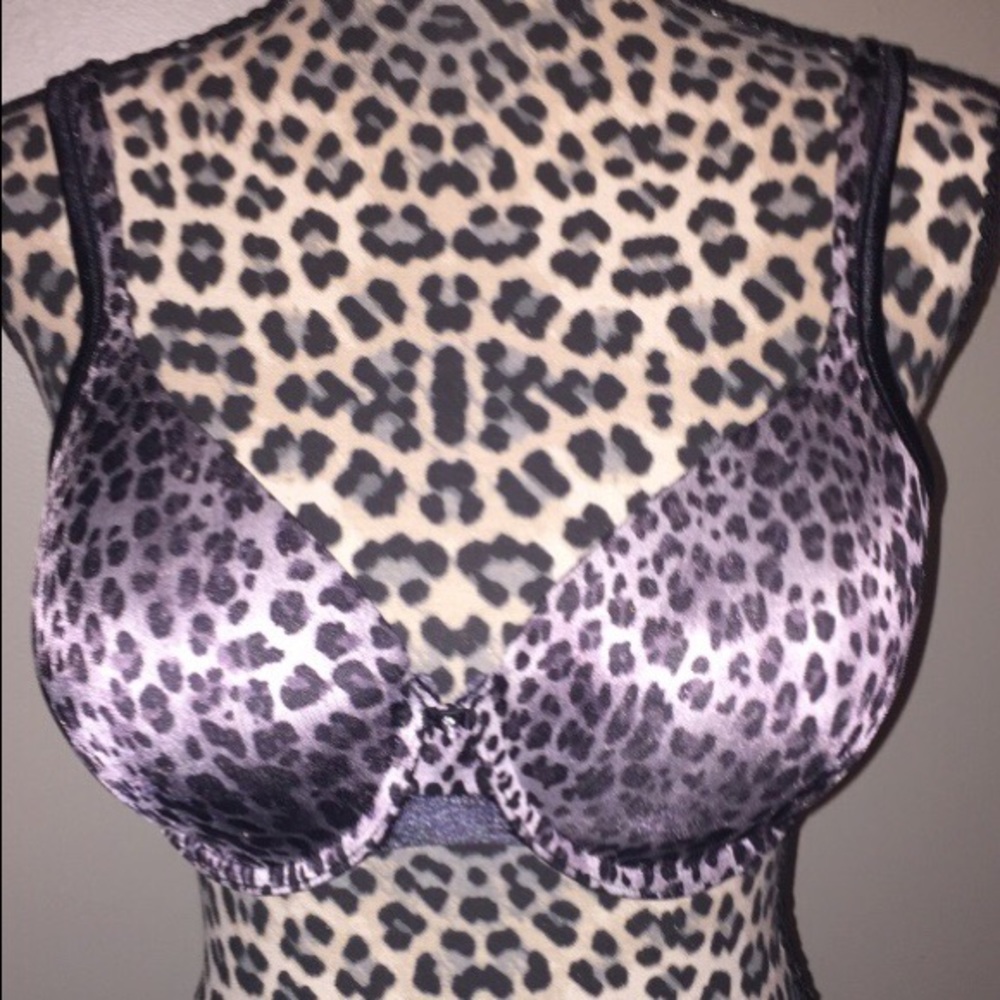 Grey and black leopard bra