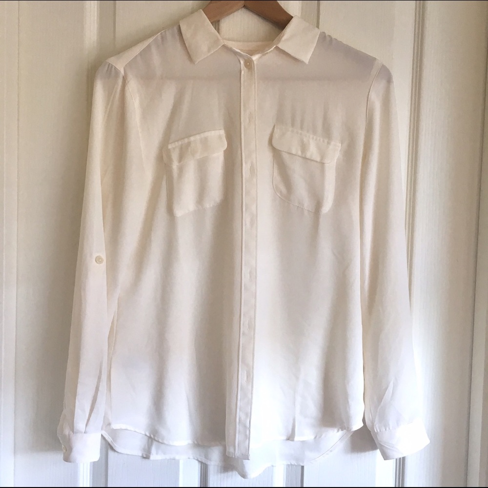 Sheer White Button Up Blouse