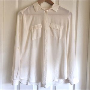 Sheer White Button Up Blouse