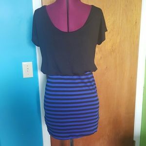 Blue and black striped tunic