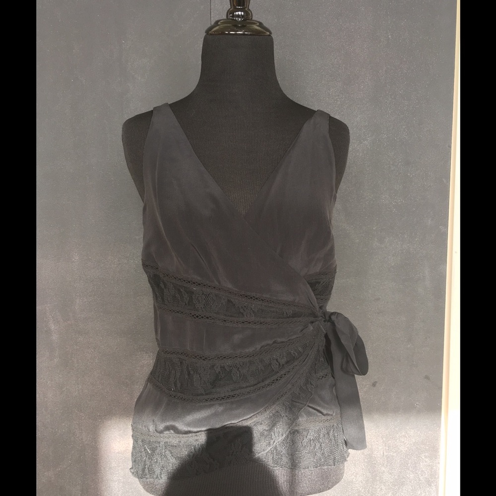 Paul & Joe for Target Black Silk/Lace wrap top SzM