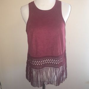 Maroon Suede Tank