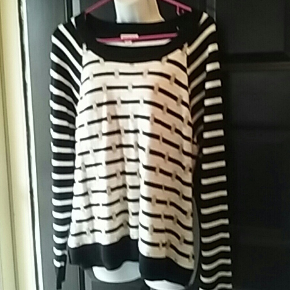 EC Merona black white stripe gold sweater XXL