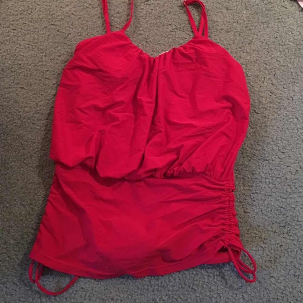 Red one piece bathing suit