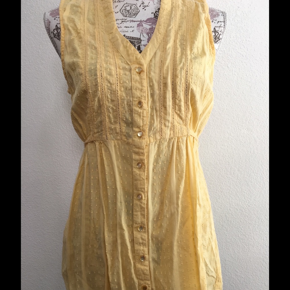 Yellow Button-Down Tank Top