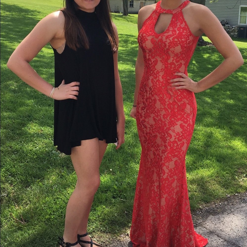 Red Lace Jovani Prom Dress