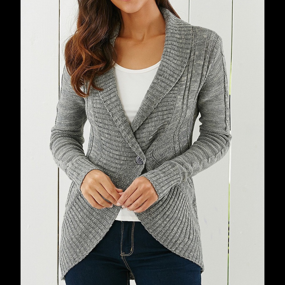 Cardigan Sweater With One Center Button
