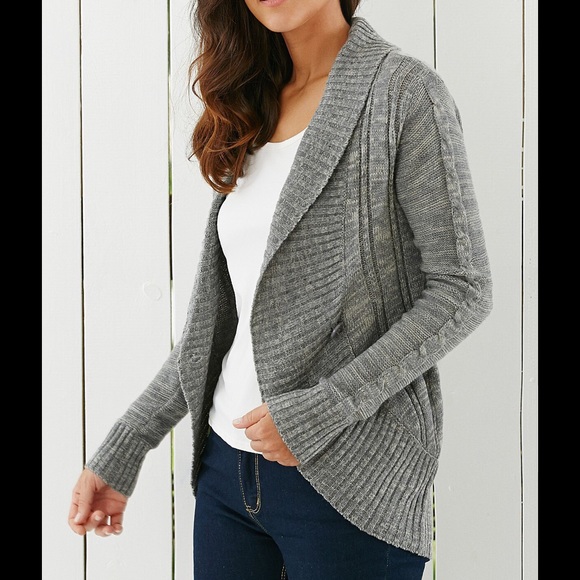 Cardigan Sweater With One Center Button - Picture 2 of 3