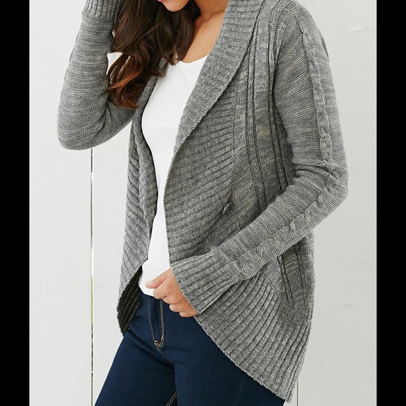 Cardigan Sweater With One Center Button - Picture 3 of 3