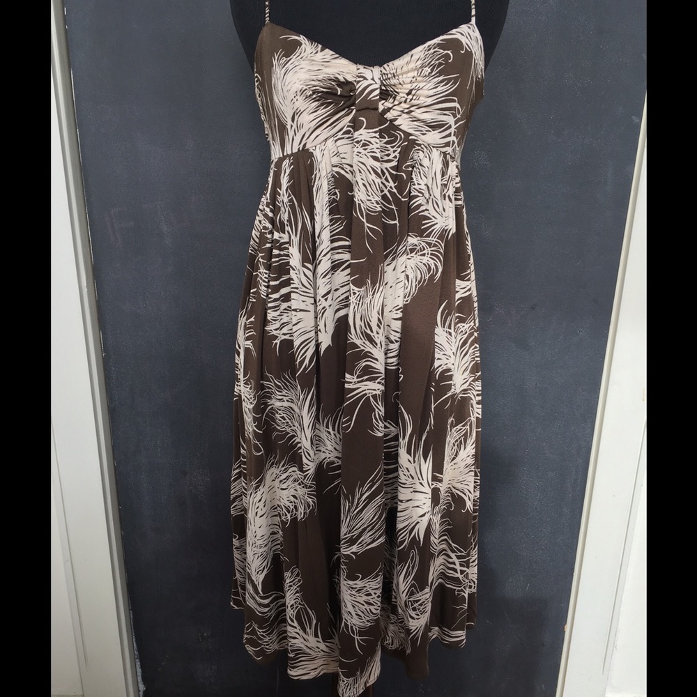 Anthropologie Maple Brown/Cream Silk Dress Sz6