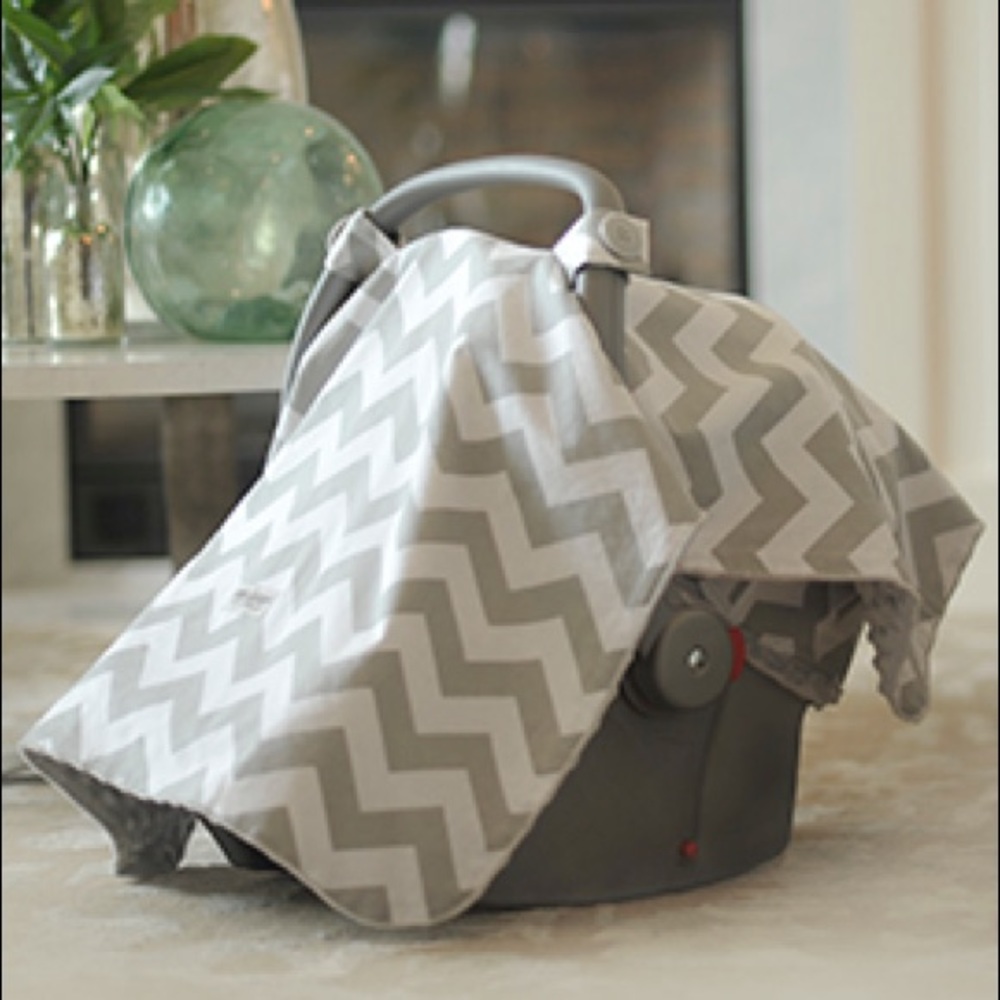 Grey Chevron Car Seat Canopy