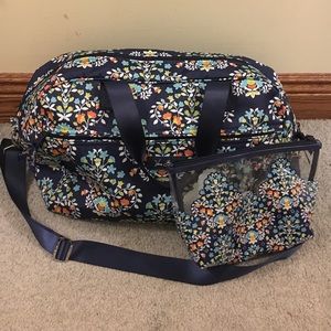 Lighten up small duffel with clear travel cosmetic