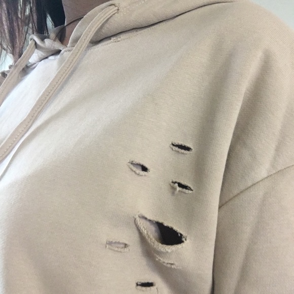 Distressed Hooded Sweatshirt Dress - Picture 4 of 4