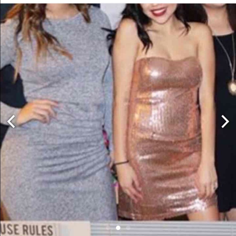 Gray form fitting long sleeve dress