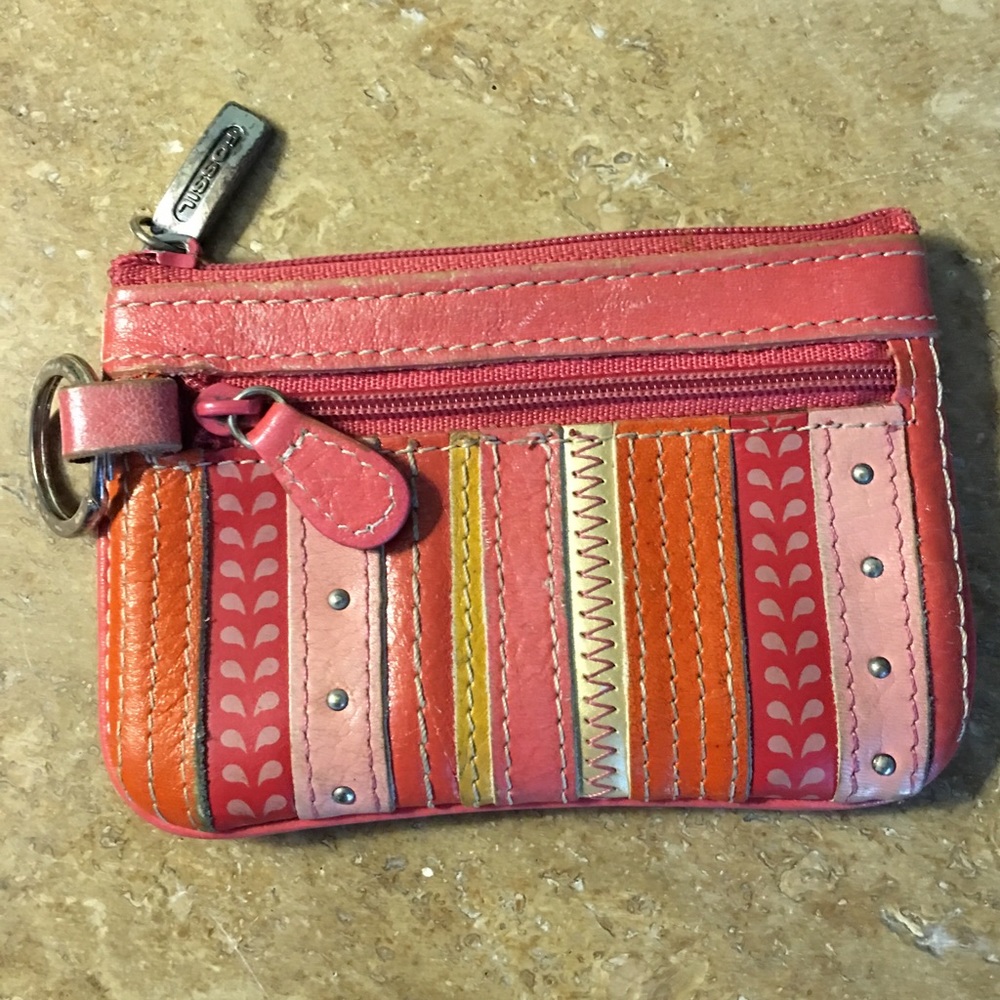 Fossil genuine leather keychain wallet