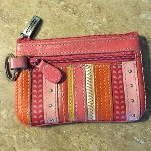 Fossil genuine leather keychain wallet