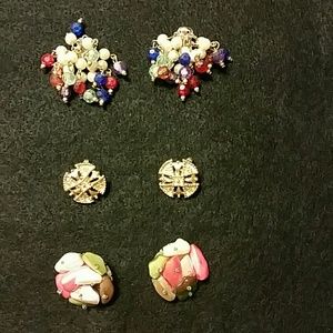 3 pairs of vintage clip on earrings