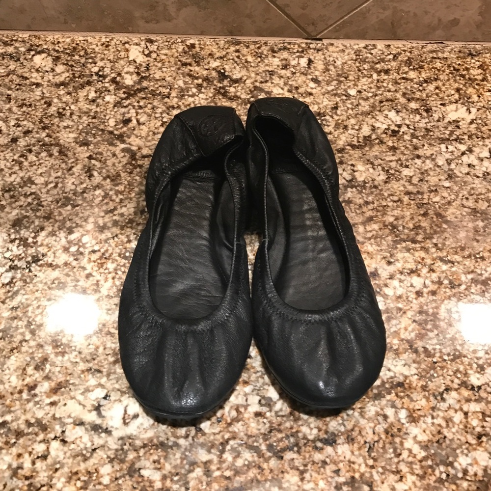 Black Tory burch flats worn twice