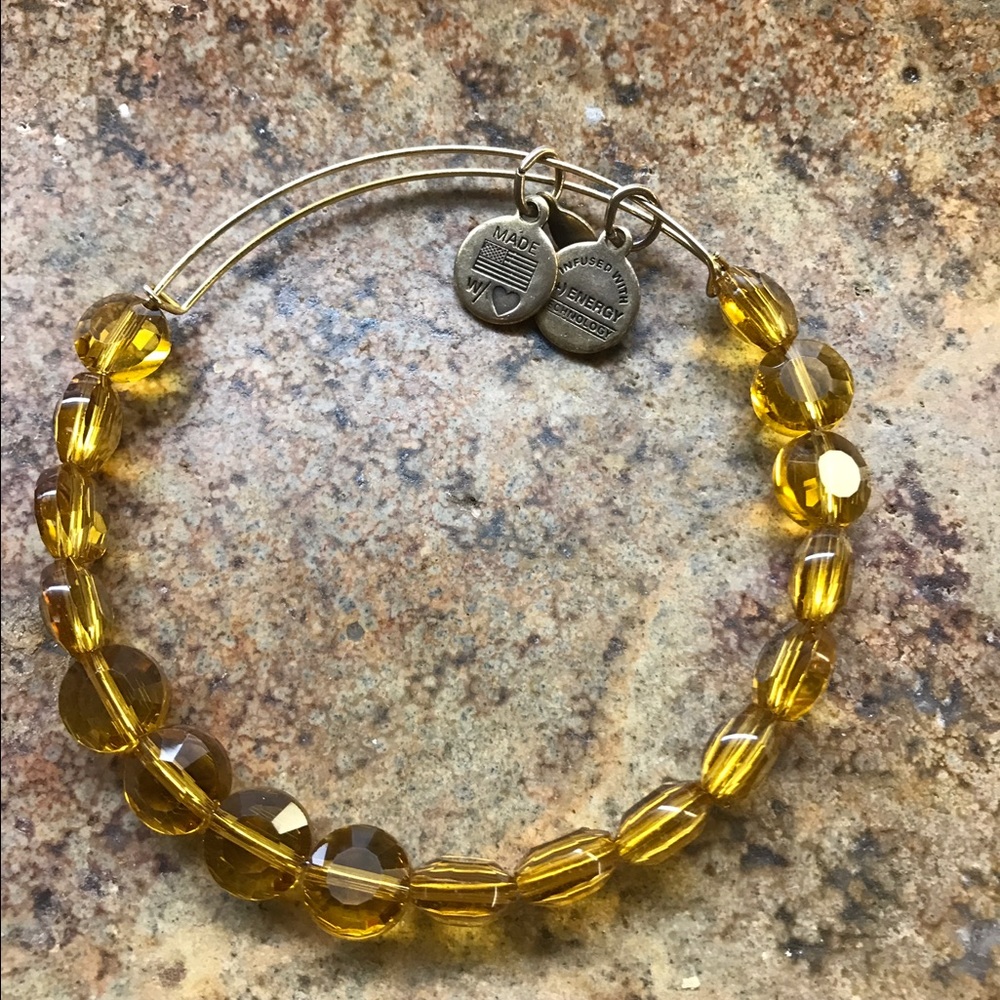 Alex and Ani citrine colored beaded bracelet